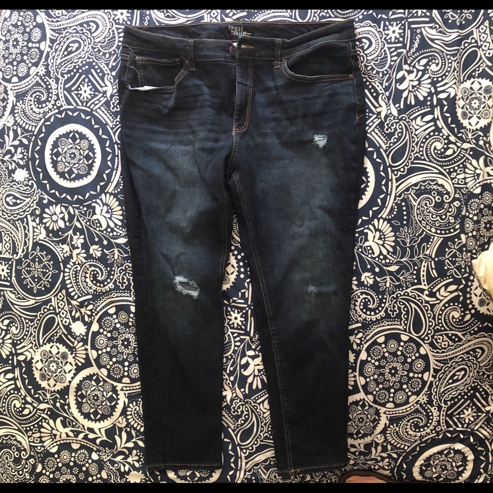 Dark distressed wash jeans